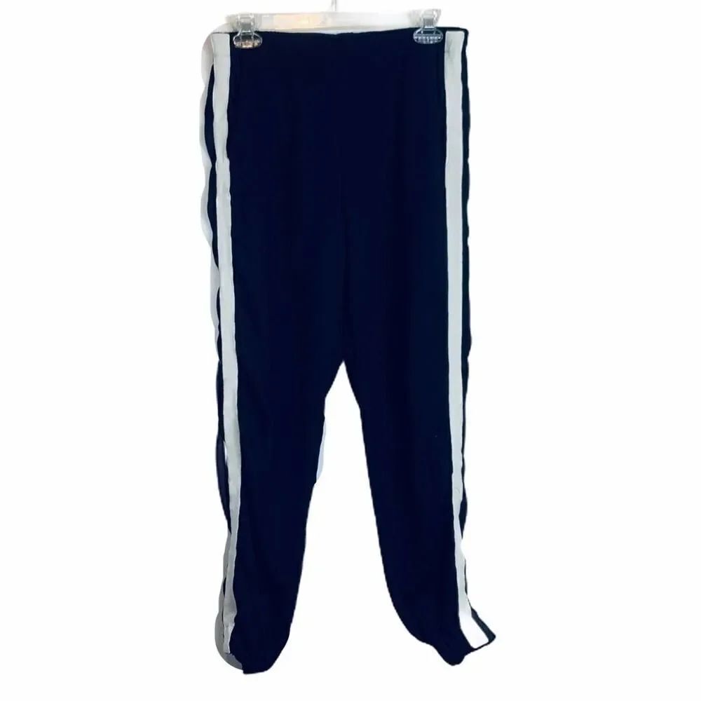 Romeo & Juliet Solid Black Skinny White Track Striped on sides Joggers size M
